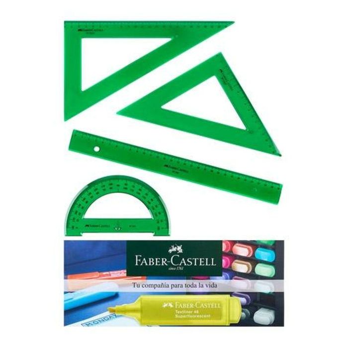 Set de reglas Faber-Castell Verde 4 Piezas (10 Unidades) 2 Set de reglas Faber-Castell Verde 4 Piezas (10 Unidades) 2