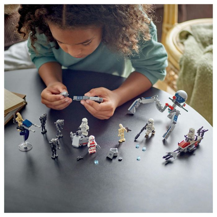 Lego 75372 Star Wars Paquete de Batalla de Soldados Clon y Droides de Batalla con Moto Speeder y Minifigura