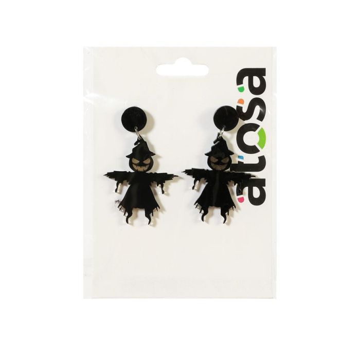 Pendientes De Espantapájaros Negro Con Diseño Terrorífico 1 Pendientes De Espantapájaros Negro Con Diseño Terrorífico 1