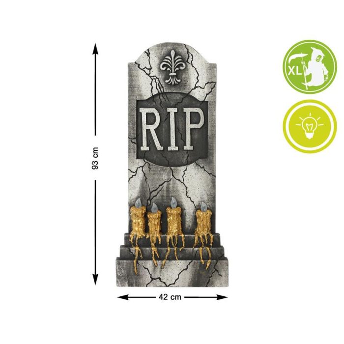 Lapida Decorativa Rip Halloween Con Luz 93*42 cm