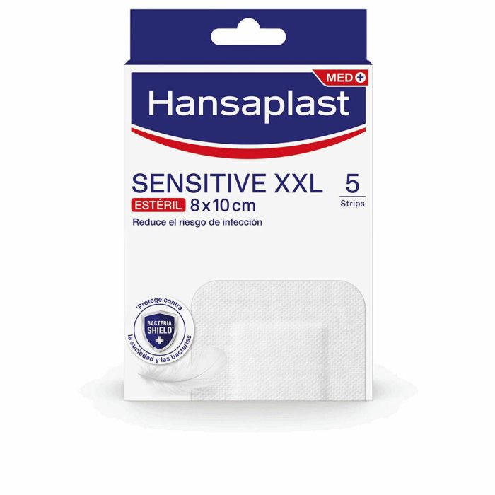 Hansaplast HP SENSITIVE XXL Apósitos Hipoalergénicos Suaves y Transpirables para Piel Sensible y Heridas Grandes 8x10 cm, 5 Unidades
