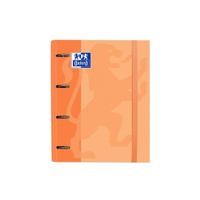 Oxford Carpeta Anillas 4 X 35 mm Classic Europeanbinder C-Recambio 100H A4+ 5x5 Tapa Extradura Melocotón - Lomo Ergonómico, Cierre Goma Elástica, Compatible SCRIBZEE