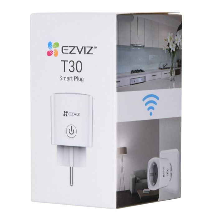Ezviz Enchufe Inteligente T30 Compatible con Google Home y Alexa Control por Voz y App Wi-Fi 2.4GHz Ahorro Energía