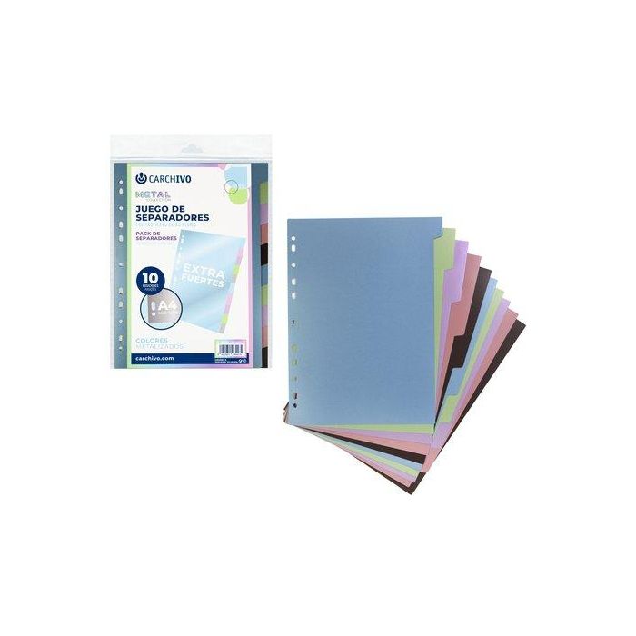 Separadores Carchivo Metal Pp Extra Fuerte A4 6 Pestañas (Set de 10)