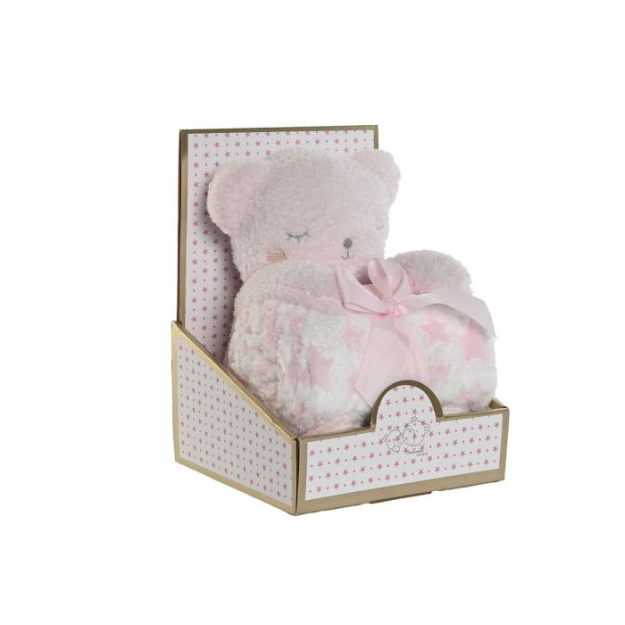 Peluche Manta Baby DKD Home Decor Rosa Azul 19 x 26 x 19 cm Set de 2 (3 Unidades) 2