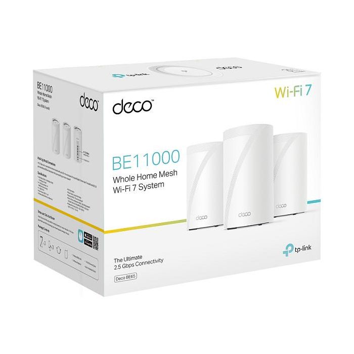 TP-Link Sistema de malla WiFi Deco BE65 3erPack, WiFi 7 Tribanda (2.4 GHz / 5 GHz / 6 GHz) 9214 Mbps, Blanco, 3 unidades