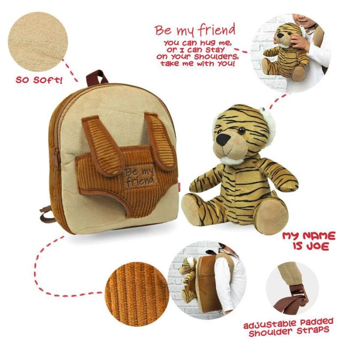 Mochila + peluche Tigre Joe 26cm 1