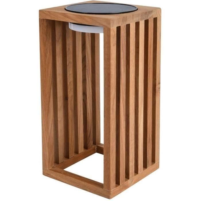 Linterna solar decorativa - LUMISKY - CHENNAI - H30 cm - Madera maciza de teca - LED blanco cálido Linterna solar decorativa - LUMISKY - CHENNAI - H30 cm - Madera maciza de teca - LED blanco cálido
