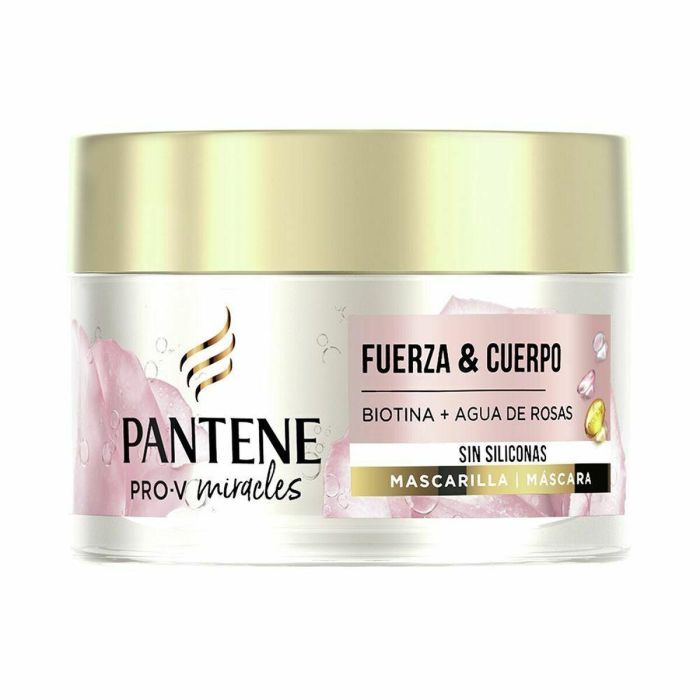 Pantene Mascarilla Pelo MIRACLE VOLUMEN NUTRICION 160ml - Reparadora con Biotina y Agua de Rosas para Cabello Dañado