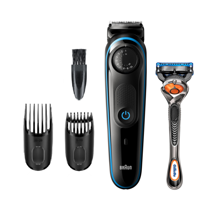 Braun BT3240 Recortadora de Barba 39 Posiciones, 0.5-20mm, Uso Seco y Mojado, Batería Ión Litio 100 min, Negra/Azul