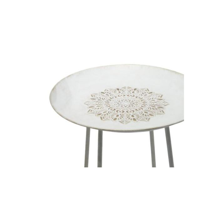 Mesita Auxiliar Arabe DKD Home Decor Blanco Dorado 48 x 66 x 48 cm Set de 2 1 Mesita Auxiliar Arabe DKD Home Decor Blanco Dorado 48 x 66 x 48 cm Set de 2 1