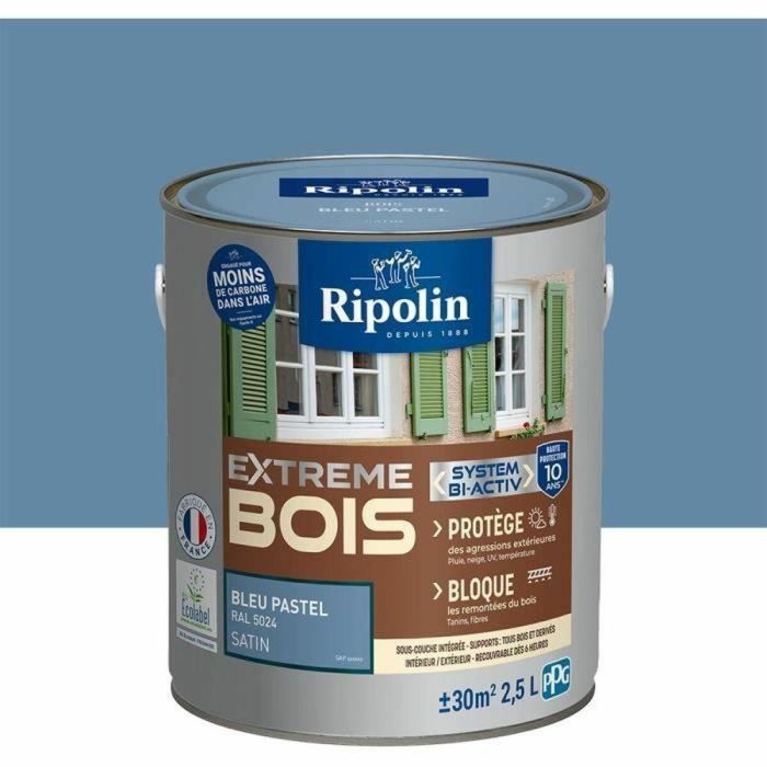 Ripolin RIP3174269077718 Pintura para madera Extreme Azul pastel RAL 5024 satinado 2,5 L 4