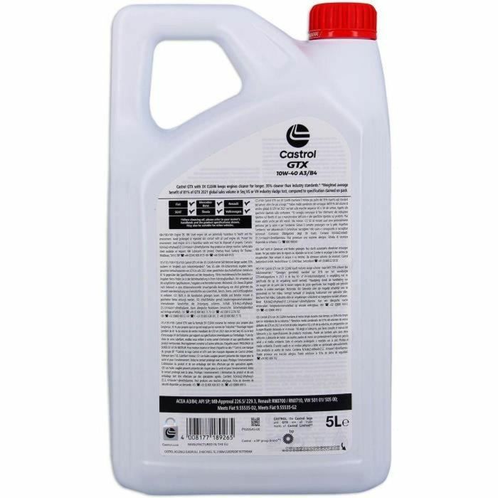 Aceite de motor Castrol GTX Gasolina Diesel 10W40 5 L 1 Aceite de motor Castrol GTX Gasolina Diesel 10W40 5 L 1