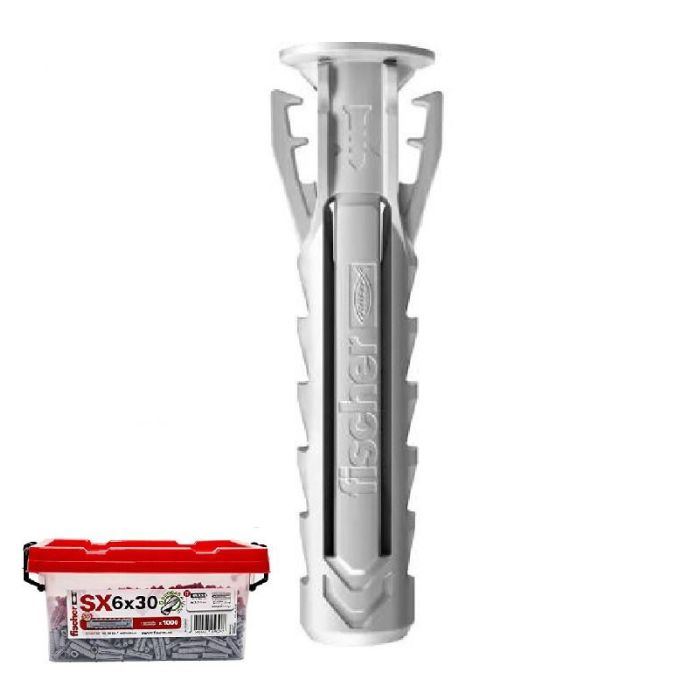 Fischer SX Plus 8X40 Cubeta de Tacos 8x40mm para Tornillos de 4.5 a 6mm - Pack de 750 Unidades con 5 Brocas Adicionales Fischer SX Plus 8X40 Cubeta de Tacos 8x40mm para Tornillos de 4.5 a 6mm - Pack de 750 Unidades con 5 Brocas Adicionales