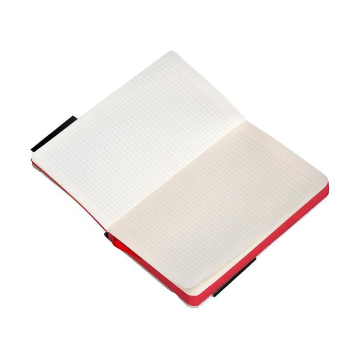 Cuaderno Con Gomilla Antartik Notes Tapa Blanda A6 Cuadricula Negro Y Rojo 100 Hojas 80 gr Fsc 8