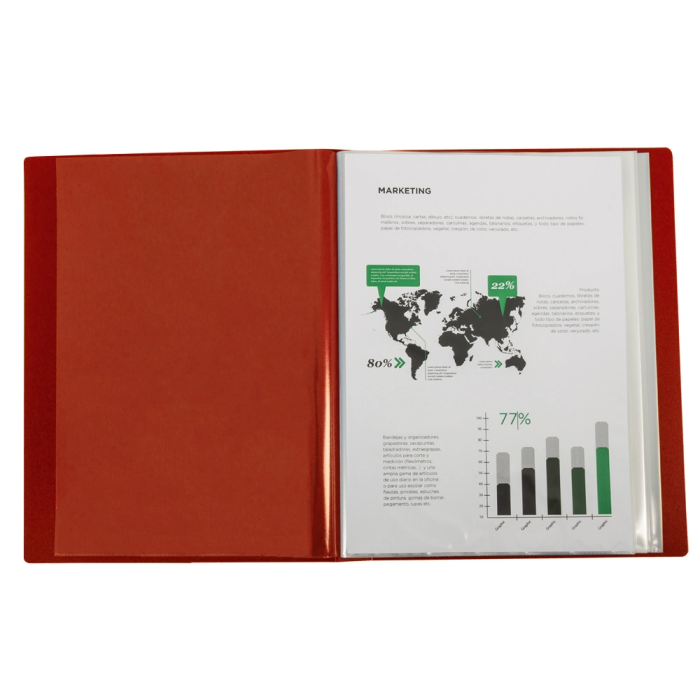 Liderpapel Carpeta 31760 Personalizable, 80 Fundas, Polipropileno, DIN A4, Roja 1