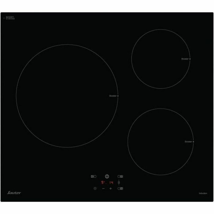Sauter SI934B Placa de Inducción de 3 fuegos, 8300W de potencia, 60 cm de ancho, color Negro