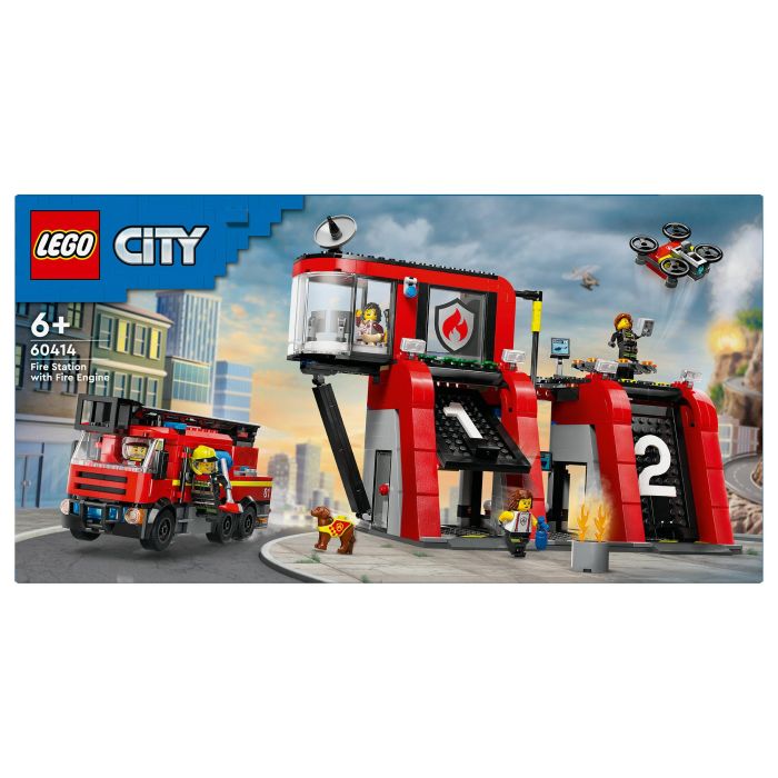 LEGO 60414 Estación de Bomberos y Camión de Bomberos, Figura de Perro de Juguete y 5 Minifiguras, Regalo Infantil 4