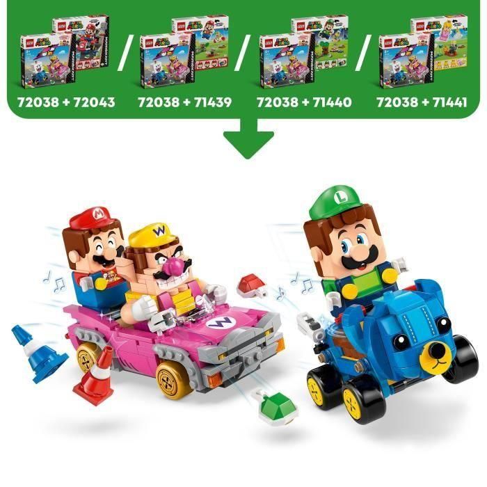 LEGO 72038 Super Mario Kart Wario y Rey Boo - Juego de Vehículos de Juguete con Función de Lanzamiento de Caparazones 2