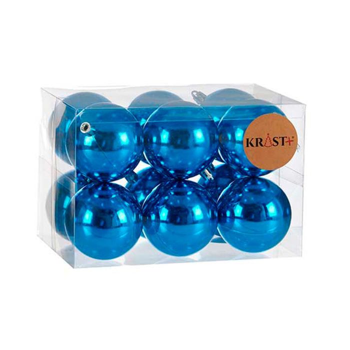 Set de Bolas de Navidad Azul Plástico Ø 7 cm (12 Unidades) 2