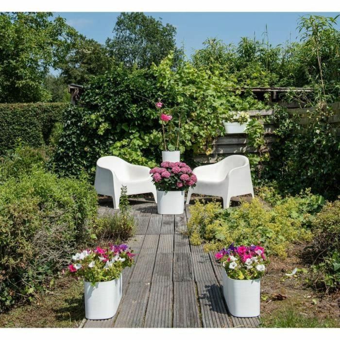 Jardinera con reserva de agua - GARDEN ID Respect - Blanco 50 x 17 cm - 100% residuos domésticos - 100% reciclable - Superficie estructurada. 1 Jardinera con reserva de agua - GARDEN ID Respect - Blanco 50 x 17 cm - 100% residuos domésticos - 100% reciclable - Superficie estructurada. 1