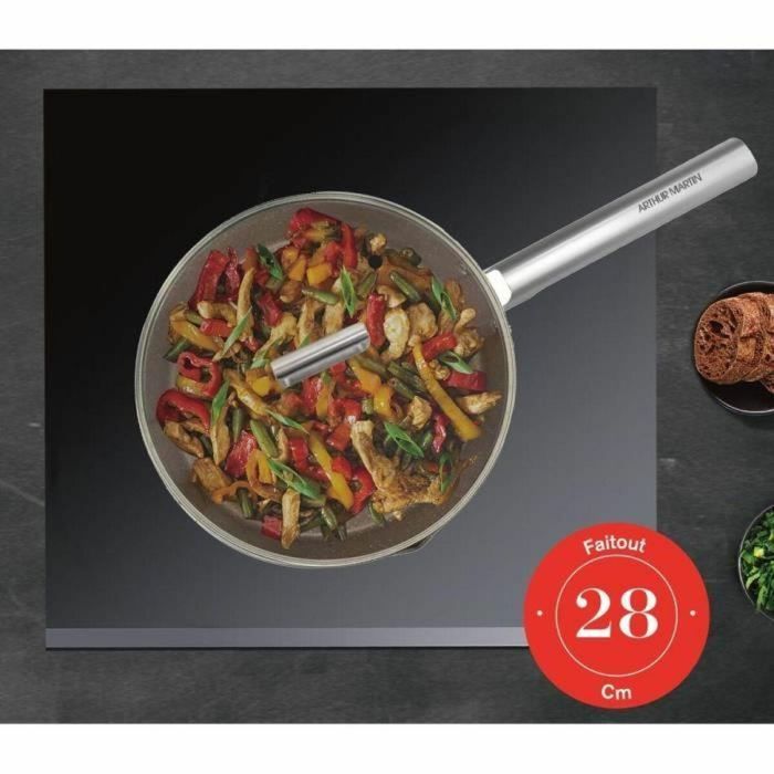 Arthur Martin AM3542 Sartén para saltear 28 cm con tapa Aluminio forjado compatible con todas las fuentes de calor, inducción y horno 3