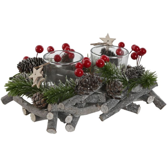 Portavela Navidad Alpina DKD Home Decor Marron Rojo 14 x 8 x 21 cm (2 Unidades) Portavela Navidad Alpina DKD Home Decor Marron Rojo 14 x 8 x 21 cm (2 Unidades)