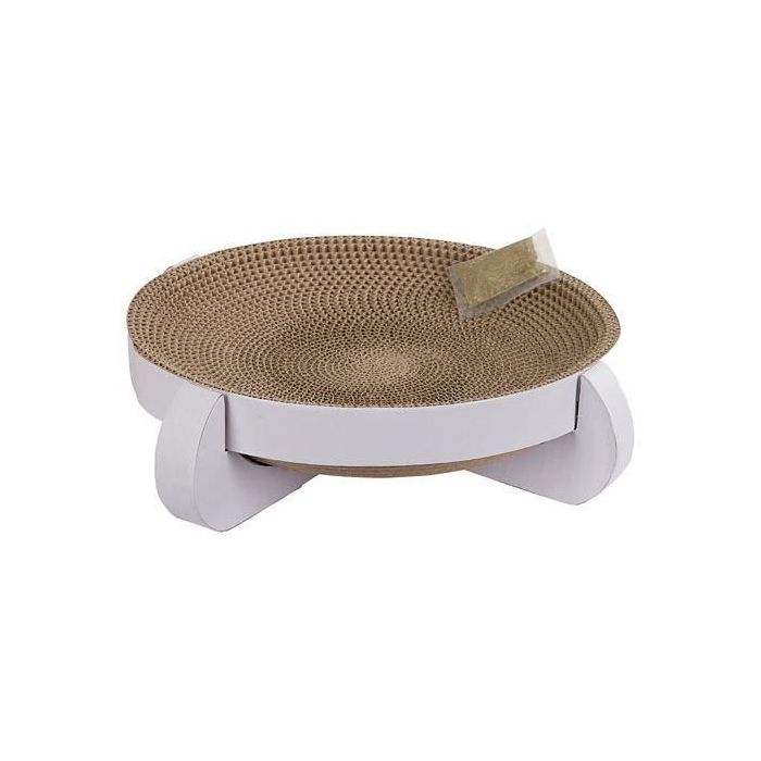 Cesto rascador platino 35x35x10cm, con hierba gatera, blanco 1 Cesto rascador platino 35x35x10cm, con hierba gatera, blanco 1