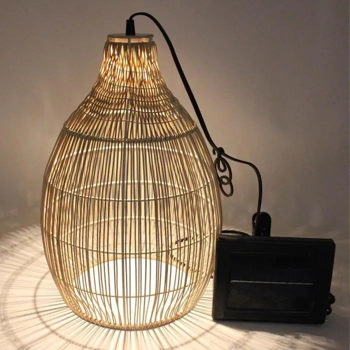 Lumisky LUM3760093545754 Lámpara Colgante Solar HOLIDAY H42 cm Cestería Bohemia Tejida Natural LED Blanco Cálido 1