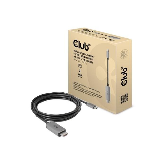 Club3D Cable USB 3.2 Tipo C a HDMI 2.1 HDR10 4K120Hz Activo 3m 0 Club3D Cable USB 3.2 Tipo C a HDMI 2.1 HDR10 4K120Hz Activo 3m 0