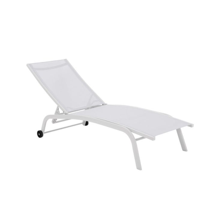 DKD Home Decor Tumbona Terraza Y Jardin Reclinable Con Ruedas Blanco 64 x 97 x 187.5 cm