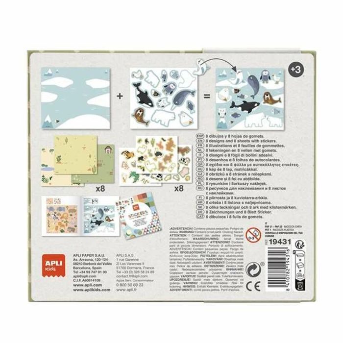 Juego de pegatinas gomets los animales y su habitat con 8 láminas y 8 hojas de gomets 1 Juego de pegatinas gomets los animales y su habitat con 8 láminas y 8 hojas de gomets 1