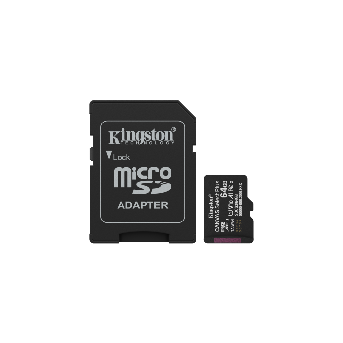 MICROSD KINGSTON 64GB CL10 CANVAS SELECT PLUS + ADAPTADOR