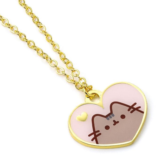 The Carat Shop Colgante Pusheen the Cat, Esmalte Rosa y Corazón Dorado, Aleación de Zinc The Carat Shop Colgante Pusheen the Cat, Esmalte Rosa y Corazón Dorado, Aleación de Zinc