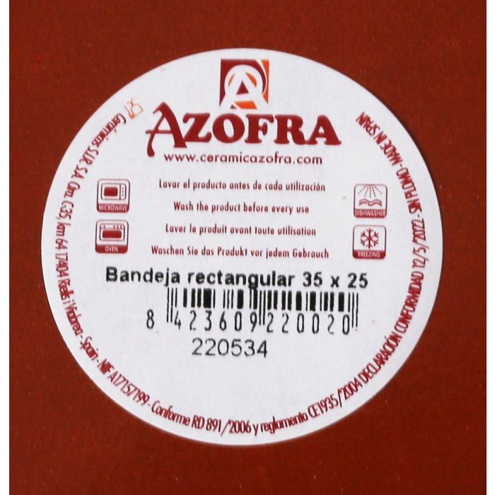 Azofra Fuente Rectangular de Vitro 35 x 25 cm (4 Unidades) 1
