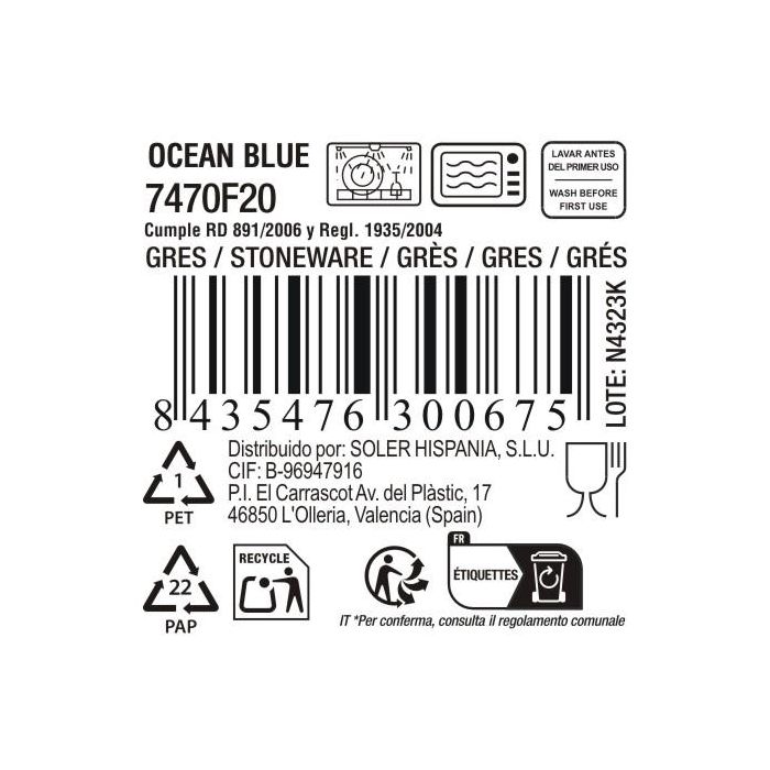 Fuente Oval Ocean Blue 25.5x11.7x2.3 cm - Inde (12 Unidades) 3 Fuente Oval Ocean Blue 25.5x11.7x2.3 cm - Inde (12 Unidades) 3