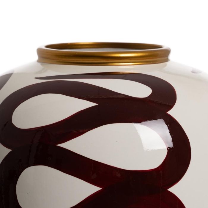 Jarrón Blanco-Marrón Porcelana 25 X 25 X 29 cm