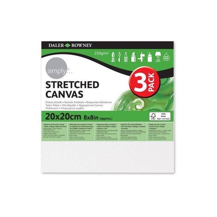 Bastidor Lienzo Daler Rowney Entelado 20X20 Cm Pack De 3