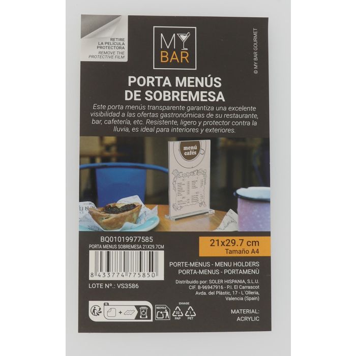 Porta Menús Sobremesa 21 x 29.7 cm - My Bar (12 Unidades) 10 Porta Menús Sobremesa 21 x 29.7 cm - My Bar (12 Unidades) 10