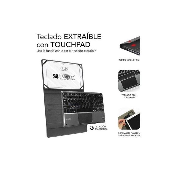 SUBBLIM Funda con Teclado Bluetooth Touchpad KeyTab Pro 9,6" a 10,8" TOUCHPAD Negra 2 SUBBLIM Funda con Teclado Bluetooth Touchpad KeyTab Pro 9,6" a 10,8" TOUCHPAD Negra 2
