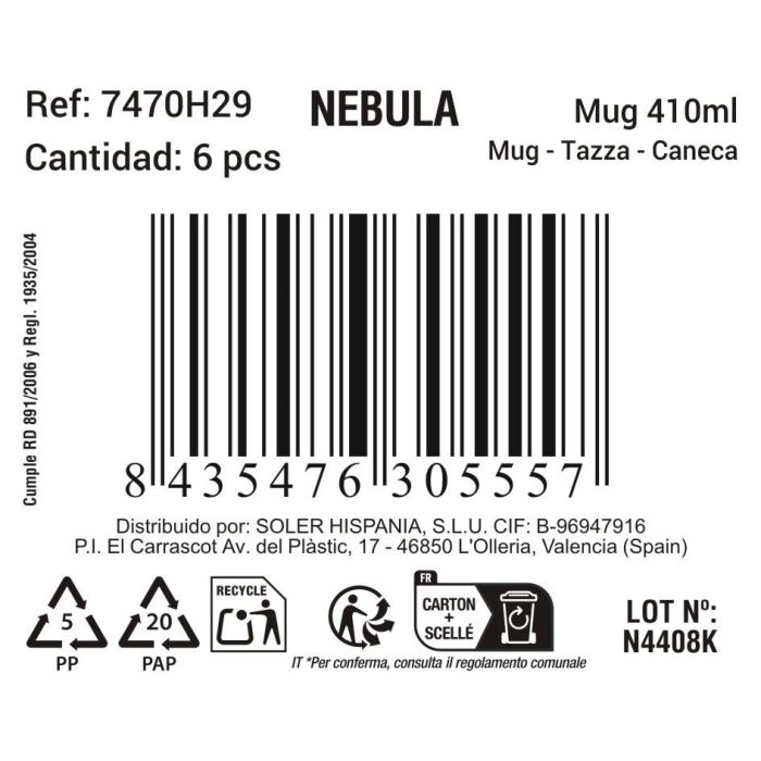 La Mediterranea Mug Nebula 410 ml ø9.5x10.7 cm 2
