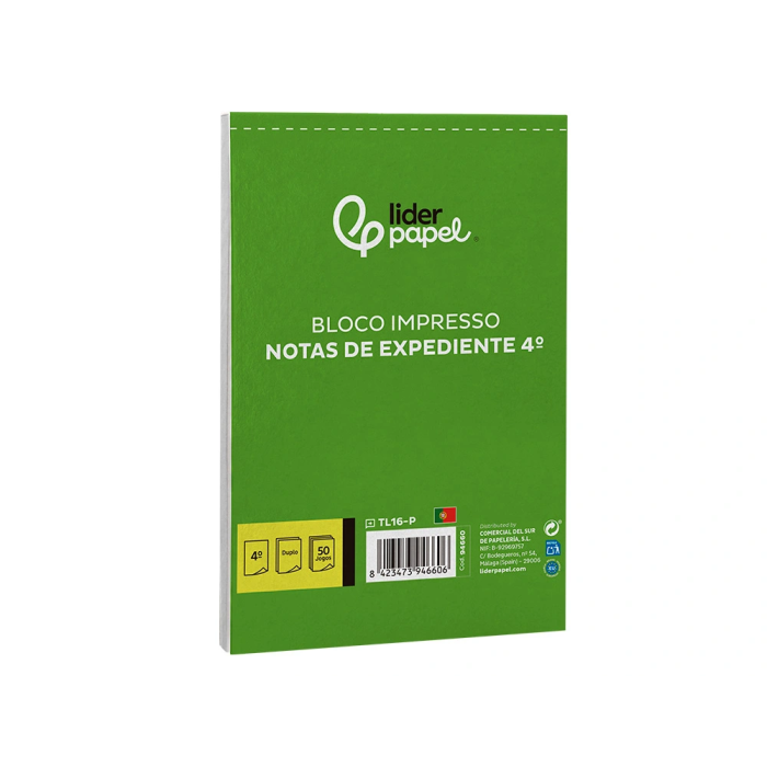 Liderpapel Talonario Notas de Expediente Cuarto Duplo Texto en Portugues 4