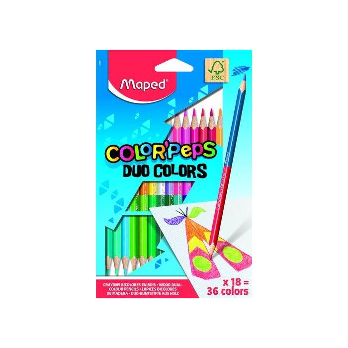 Maped Lápices De Colores Duo Color´Peps Bicolor Surtidos Estuche 18 Ud