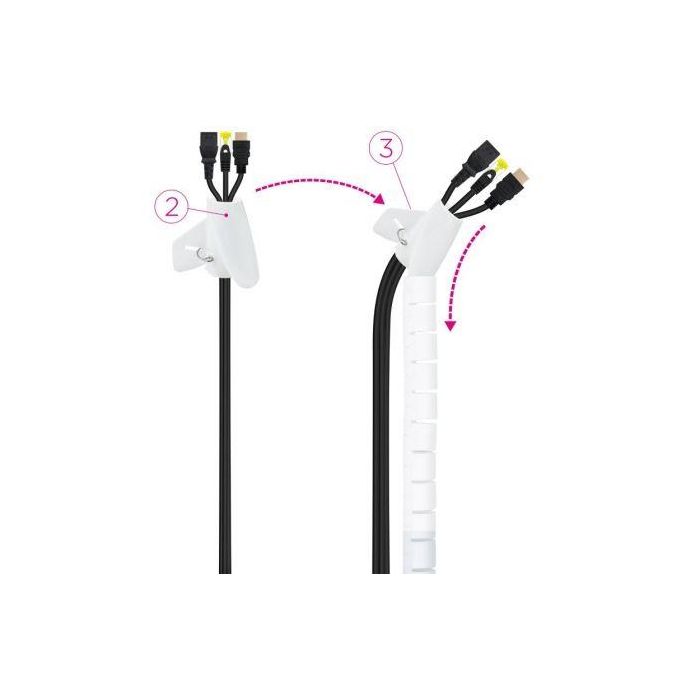 Nano Cable Organizador de Cables en Espiral 10.36.0001-W, Flexible 25 mm, Blanco, 1 m 2