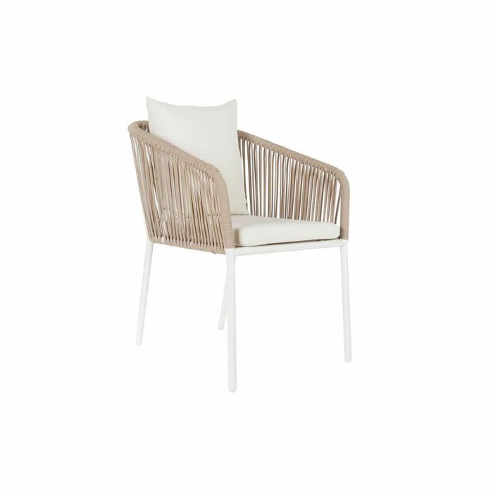 DKD Home Decor Conjunto de Mesa y Sillas Jardín Terraza Set 7 Piezas Aluminio Cuerda Cristal Beige Blanco 160x90x75 cm Desmontable 3