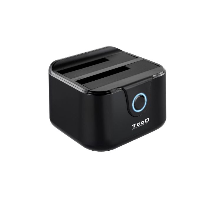 TooQ TQDS-802 Dock Station para 2 Discos Duros SATA 2.5 y 3.5 pulgadas, USB 3.0 (5 Gbit/s), Función Clonación OTB, Negro