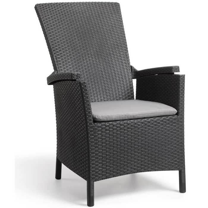 VERMONT Sillón multiposición en resina tejida de ratán - Gris 1 VERMONT Sillón multiposición en resina tejida de ratán - Gris 1