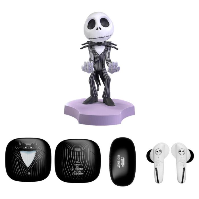EXQUISITE GAMING Mini Cable Guy + Auriculares Inalámbricos Jack Pesadilla Antes de Navidad Disney Bluetooth 5.3 Cancelación Ruido