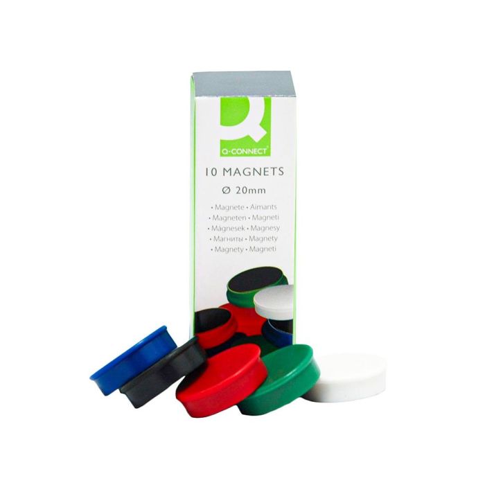 Iman Para Sujecion Q-Connect Ideal Para Pizarras Magneticas20 mm Colores Surtidos Caja De 10 Unidades 3