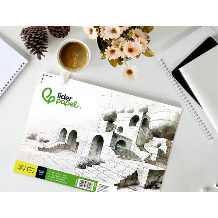 Liderpapel Bloc Dibujo Lineal Encolado 230x325mm 20 Hojas 180 gr/m2 con Recuadro 5